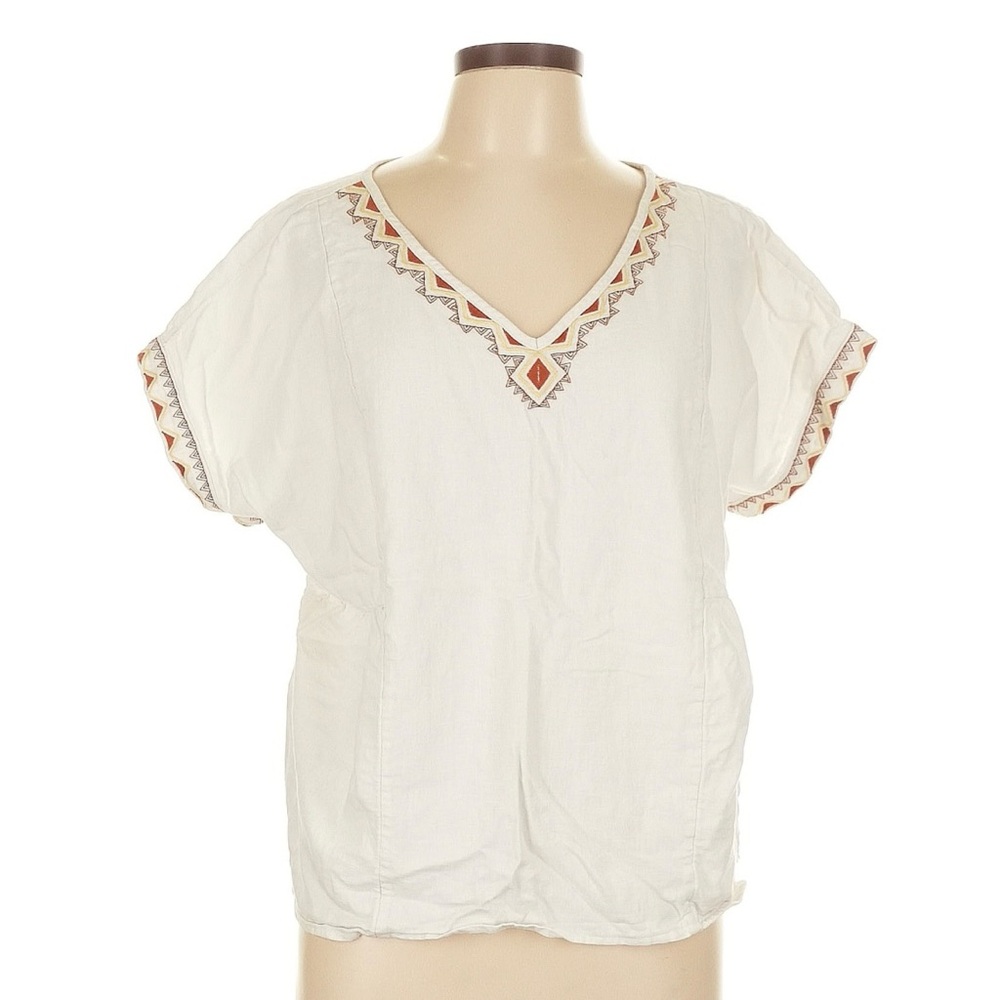 Sonoma White Blouse with Geometric Embroidery